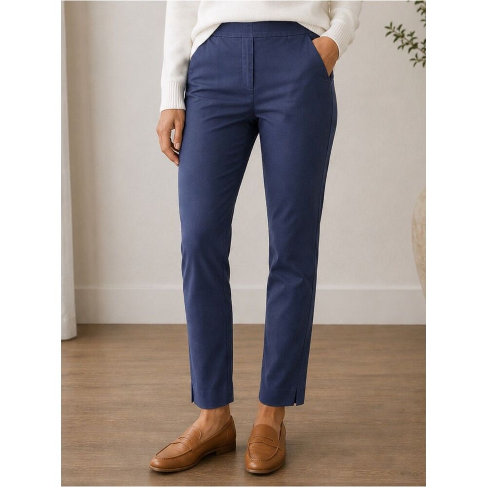 Boden Navy Blue Slim Straight Cotton Chino Pants Preppy Casual Pant Size 4 Long
